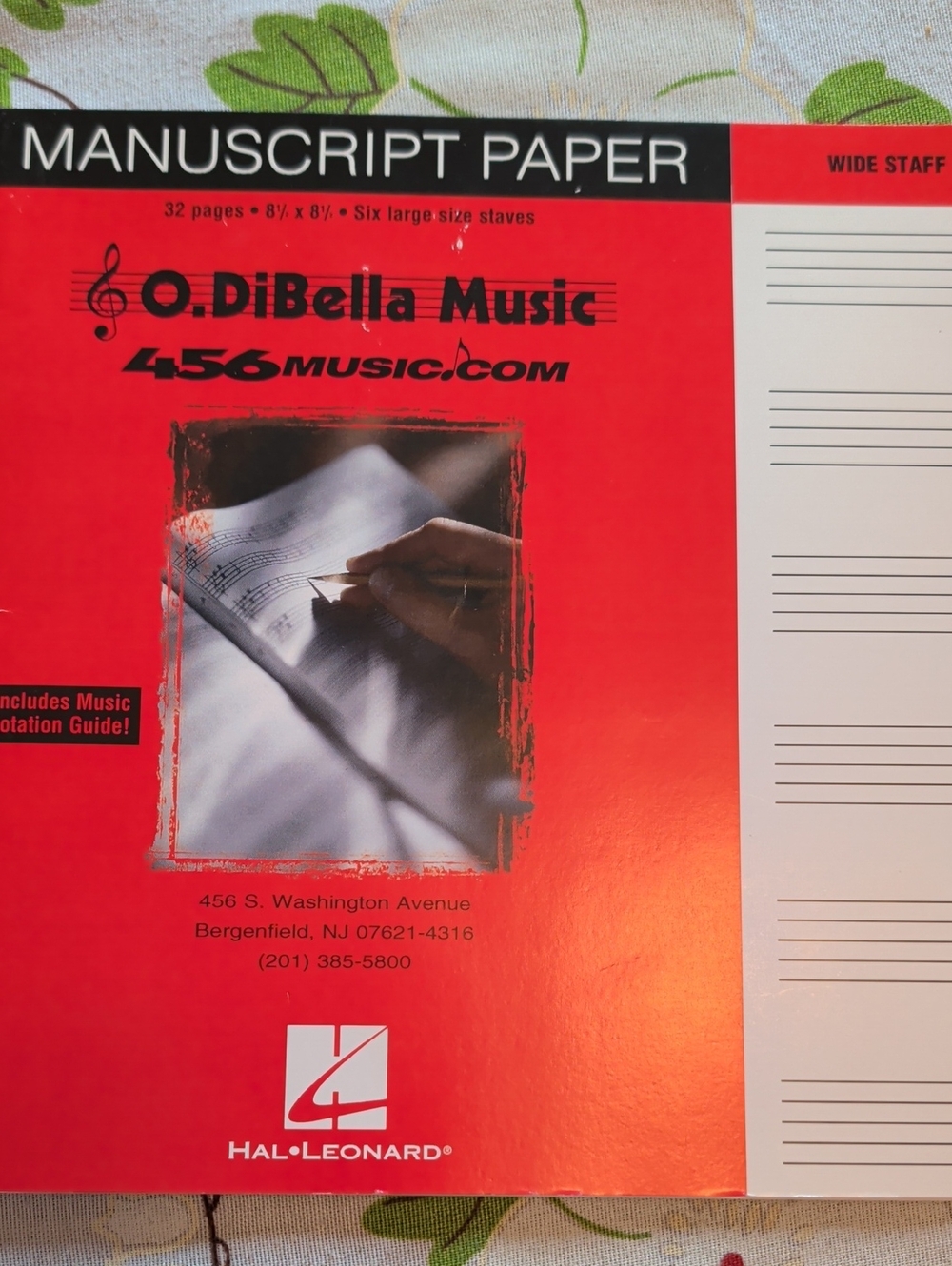 Manuscript Paper - Red Wide Staff